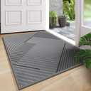 Front Door Mat 31''x47'', Non Slip Absorbent Dirt Resist Washable Low-Profile Indoor Doormat, Easy Clean Welcome Entryway Door Mats, Grey