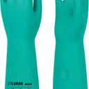 LANON Nitrile Chemical Resistant Gloves, Reusable Heavy Duty Safety Work Gloves, Acid, Alkali and Oil Protection, 18" Length, Non-Slip, Large