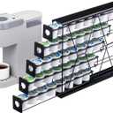 FlagShip 5-Tier Corner Coffee Pod Organizer for K Cup - 40 Capsules Metal Storage, Space-Saving Kitchen Countertop Rack Wall Mountable, Black