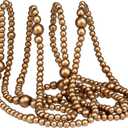 12 Feet Christmas Wooden Beads Garland Round Craft Farmhouse Vintage Wood Bead Garlands for Xmas Decoration Supplies(Gold)