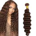 Chocolate Brown Human Hair Bundles Deep Wave 26 Inch Dark Brown Single Bundle Human Hair Extenion 1 Bundle Color #4 100g Unprocessed Brazilian Virgin Double Weft