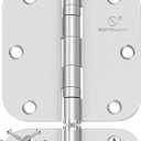 304 Stainless Steel Hinges 5/8 Radius Corners 3.5'' Ball Bearing Brushed Satin Nickel Door Hinges for Interior Exterior Door-3 Pack