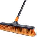 CLEANHOME 18" Push Broom Outdoor for Floor Cleaning with Extendable Long Handle, Stiff Bristle Heavy Duty Broom for Bathroom, Kitchen, Tub, Tile, Patio, Deck, Concrete, Industrial
