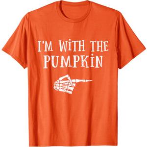 Im with Pumpkin Matching Partner Couple Costume Halloween T-Shirt, XL
