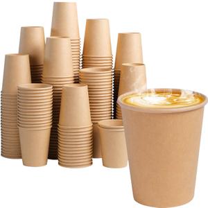 300 Pack 8 oz Paper Coffee Cups, Disposable Kraft Coffee Cups, Hot/Cold Drinking Cup for Water, Coffee, Juice