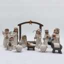 Nativity Family Set Hand Painted Crafts 12 Piece Classic Resin Christmas Cream Nativity Set The Story of Jesus Nativity Scene Collection (White)