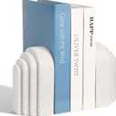 White Bookends Book Stopper for Heavy Books Decorative Set of 2 Aesthetic Book Ends Heavy Duty Modern Shelf Decor for Bookshelf Bookcase Office Home Decor Arch Design