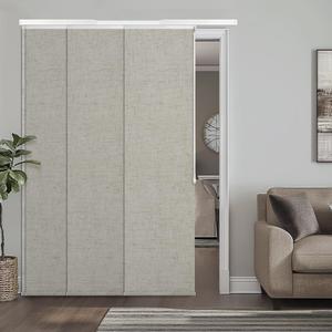 Adjustable Panel Track Blinds Manual Blackout Vertical Blinds for Sliding Door (Blackout - Linen Beige, 74" W x 96" H)