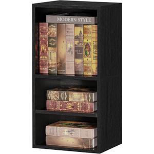 FUSUNBAO Magic DIY Cube Storage Organizer Stackable Cubes, Small Room Organizer Wooden Storage Boxes, Modern Bookshelves, Shelves for Home Books Clothes Toys (Black,2-Layer Cube)
