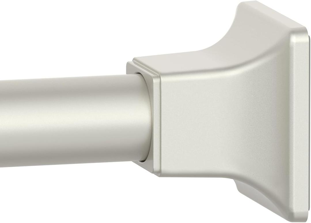 Nickel Shower Curtain Rod, Adjustable 32-68 Inch Tension Spring Curtain Rod No Drilling for Bathroom Kitchen, No Slip, No Rust