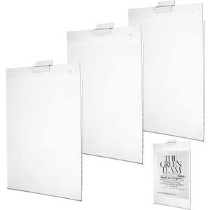 Kathfly 3 Pcs 8.5x11'' Slat Wall Sign Holders, Clear Slatwall Picture Frames Brochure Holders Accessories, Display Shelves Frame Mount Sleeve for Panel Advertise Flyer