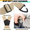 Janmercy 2 Pcs x Back Hidden Suspenders 1.5 Inch Work Suspenders for Men Under Shirt Clothing (Black and Khaki)