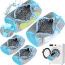 Shoe Washing Machine Bag, 4 Pack Shoe Cleaning Bag for Washer and Dryer, 360 Deep Cleaning Reusable Shoes Laundry Bags for Sneakers with Zipper Protection and Side Mesh Pouch, Gray