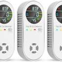 Carbon Monoxide Detectors & Natural Gas Detector, 4-in-1 Carbon Monoxide Detectors Plug in, Gas Leak Detector with Dual Alarms, Temperature & Humidity Sensor for Home, RV Essentials, White, 3 Packs