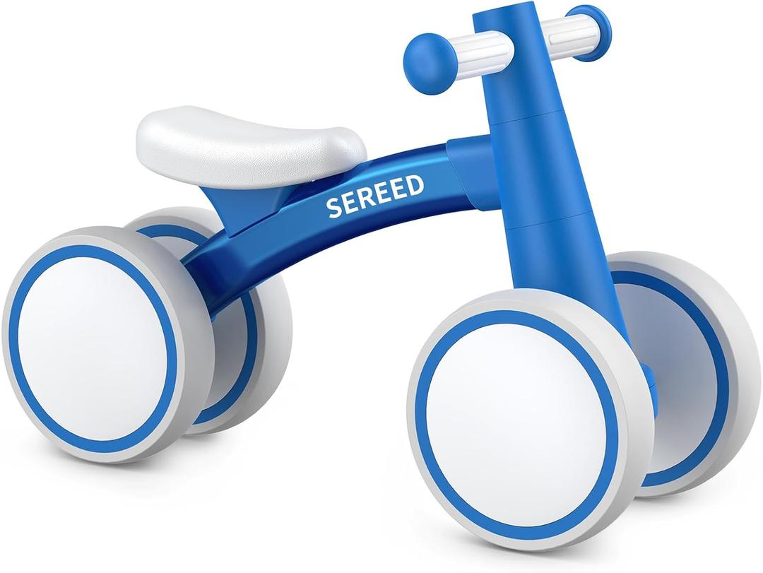 SEREED Baby Balance Bike for 1 Year Old Boys Girls 12-24 Month Toddler Balance Bike, 4 Wheels Toddler First Bike, First Birthday Gifts (Blue)