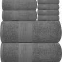 Resort Collection Soft Bath Towel Set | Luxury Hotel Plush & Absorbent Cotton | 2 Bath Towels, 2 Hand Towels and 4 Washcloths [8 Piece, Smoke Grey]