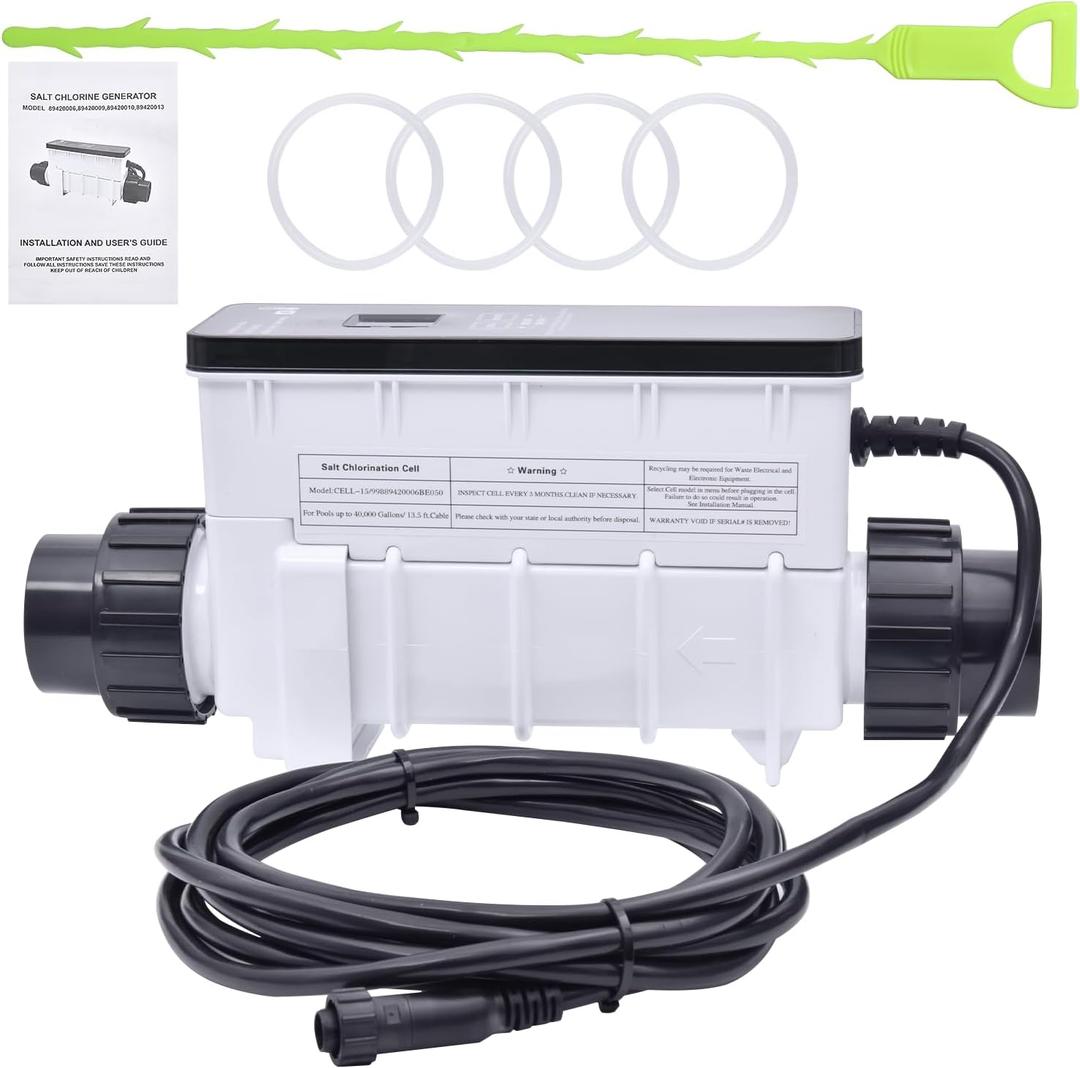 EC-520555 Salt Cell Chlorine Generator Fits for Pentair IntelliChlor IC40 Systems, for Inground Saltwater Pools Up to 40,000 Gallons, Replace EC520555 520555 (with Cable and PVC Unions)