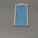 Miniature Dollhouse Door Model with Accessories, 1/12 Scale Wooden Mini Fairy House Furniture Parts, Small Opening Tooth Tale Decoration, for Christmas, Birthday, Wedding, and Fairy Party (Blue)