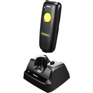 NADAMOO 2D Wireless Barcode Scanner Compatible with Bluetooth, Portable USB 1D 2D QR Code Scanner for Inventory, Bar Code Image Reader for Tablet iPhone iPad Android iOS PC POS, with Charging Dock (Yellow)
