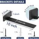 Starunder 8 Pack Floating Shelf Brackets, 10 Inch Heavy Duty Industrial Shelf Bracket, Black Metal L Brackets for Shelves Support DIY(1/5 Inch Thicked)