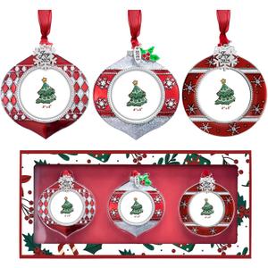 2025 Christmas Tree Ornaments 3 Piece Picture Frame Hanging Ornament Decorative Holiday Keepsake Gift Snowflake Pendant with 2 Photo Frame Insert for Picture of Pet (3 Piece Gift Set)