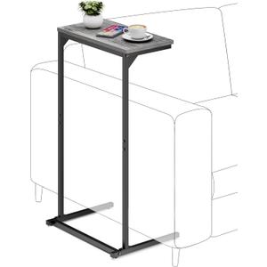 TUTOTAK C Shaped End Table, Small Side Table, 28.7 inch Tall Couch Table, Sofa Table, Living Room, Bed Room, Charcoal Grey TB01BY071