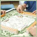 22 Inch Mini Chinoiserie Mahjong Mat for Travel Set White Floral Mahjong Mat Cute Small Domino Accessories Gifts Domino and Tile Game Table(Green)