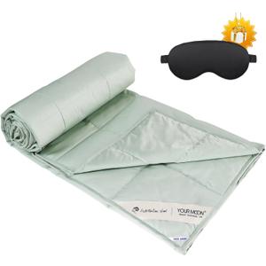 YOUR MOON Summer Lightweight Wool Comforter - Breathable & Thin Duvet Insert for Hot Sleepers, 100% Australian Wool Filling 100gsm with Pure Cotton Shell-Twin Size (Green)