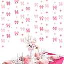 Glitter Pink 14th Bow Birthday Decorations Hot Pink Conquette Bow Garland Streamer Banner Backdrop for Girls Happy 14th Birthday Awesome Since 2012 Cheers to 14 Years Old Anniversary Party Supplies