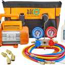 BACOENG 3.6CFM AC Vacuum Pump and Gauge Set - Home Mini Split Vacuum Pump Kit for R410A Refrigerants - w/ R410a Mini Split Adapter & 3x5FT Hoses