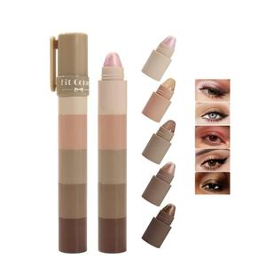 Five-color eyeshadow stick set, matte and shimmer eyeshadow pencils, face highlighter sticks, and eye makeup pencils, highly pigmented eyeshadow palette (02#)