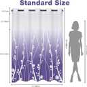 No Hook Shower Curtain Whith Snap in Liner Set, Purple Ombre Floral Striped Fabric Shower Curtains for Bathroom Hotel Decor 71x74 Inches