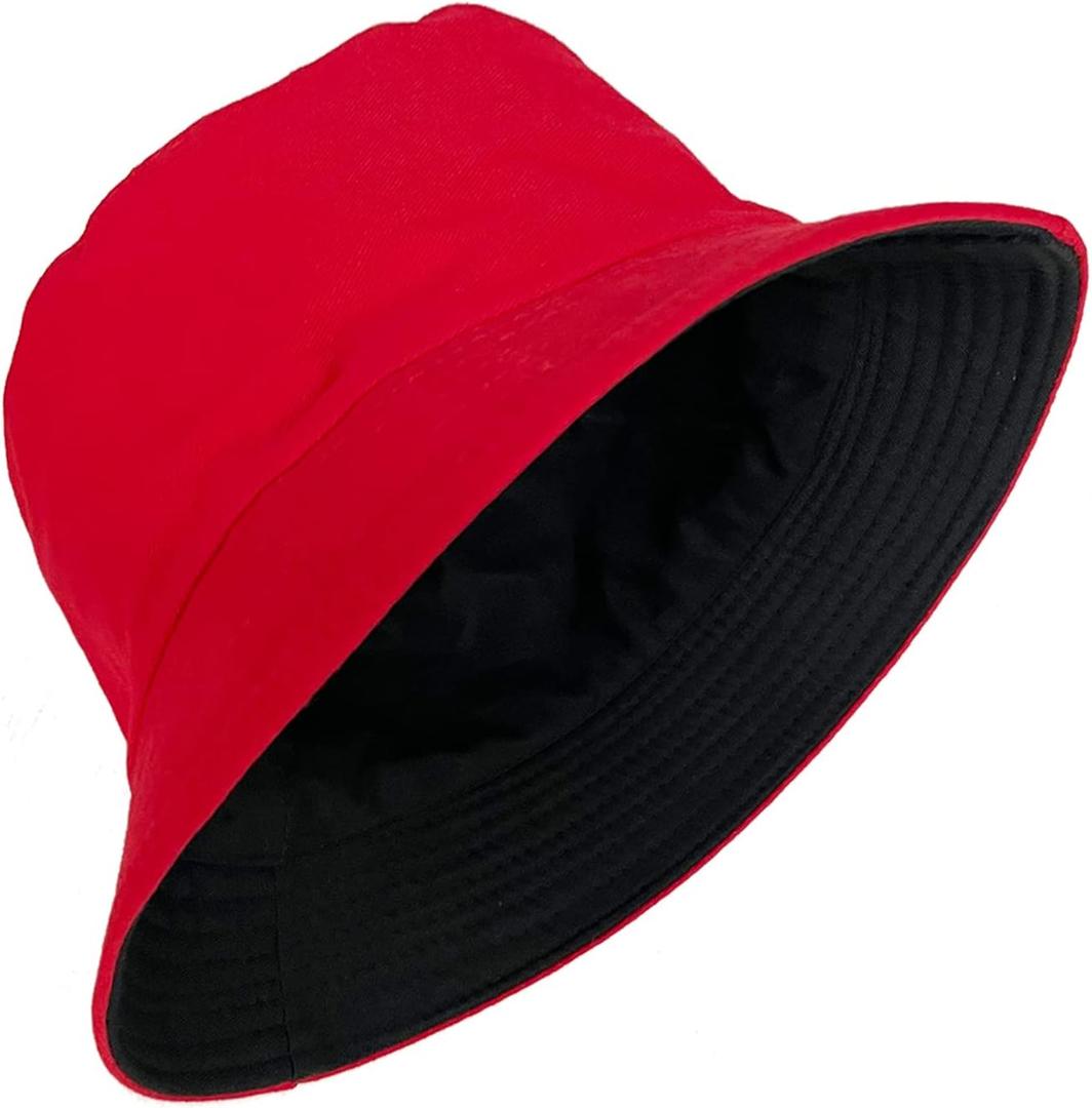 PFFY Bucket Hat for Women Men Cotton Summer Sun Beach Fishing Cap (Red)