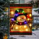 Lighted Christmas Garden Flag for Outside, Led Snowman Garden Flag, Winter Yard Flag 12x18 Double Sided for Outdoor Yard Porch Lawn Decoration