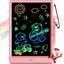 Bravokids 10 Inch LCD Writing Tablet for 3-8 Year Olds - Electronic Drawing Pad and Doodle Board as Educational Birthday Gifts for Girls and Boys (Pink)
