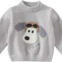 DAVE&BELLA Toddler Baby Girl Boy Knit Sweater, Cute Animal-Themed Plush Pullover Sweater Fall Winter Crewneck Long Sleeve Top 2-3T