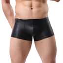 Mens Imitation Leather Underwear Sexs Boxer Briefs (Black, XL)
