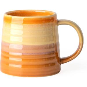 Ceramic Coffee Mugs, 16oz, Large Capacity, Wide Bottom, Transmutation Glaze Craft, Handmade Pottery Mug, Tea Cups with Handle for Office/Home, Dishwasher and Microwave Safe (Orange)