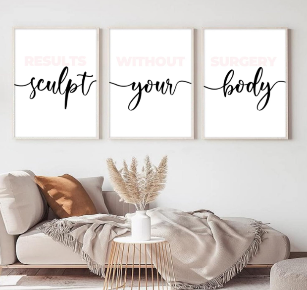 Spa Wall Art Set of 3 Blush Pink Body Sculpting Wall Decor Spa Salon Pictures and Wall Art Girl Esthetician Artwork Poster Prints for Spa Massage Room Girl Room Bedroom 16x24 Inch Unframed 