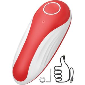 One Touch Rechargeable Can Opener Fits All Can Sizes with Indicator Light, Electric Can Openers for Kitchen Food Safe with Smooth Edge, Kitchen Gadgets Can Openers for Seniors, Arthritis and Chef (Red,White)