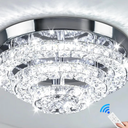 11.8" Modern Crystal Chandeliers LED Crystal Ceiling Light Fixture Flush Mount Ceiling Chandelier Light Chandelier for Dining Room Hallway Three-Tier Dimmable with Remote Control