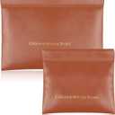 3 x Makeup Bag for Purse:GlorBrochas PU Leather Makeup Pouch Set Large & Small Portable Cosmetic Bags, Waterproof Squeeze Top Coin Purse,Travel Organizer for Makeup,Lipstick, Jewelry,Earbuds(Brown)