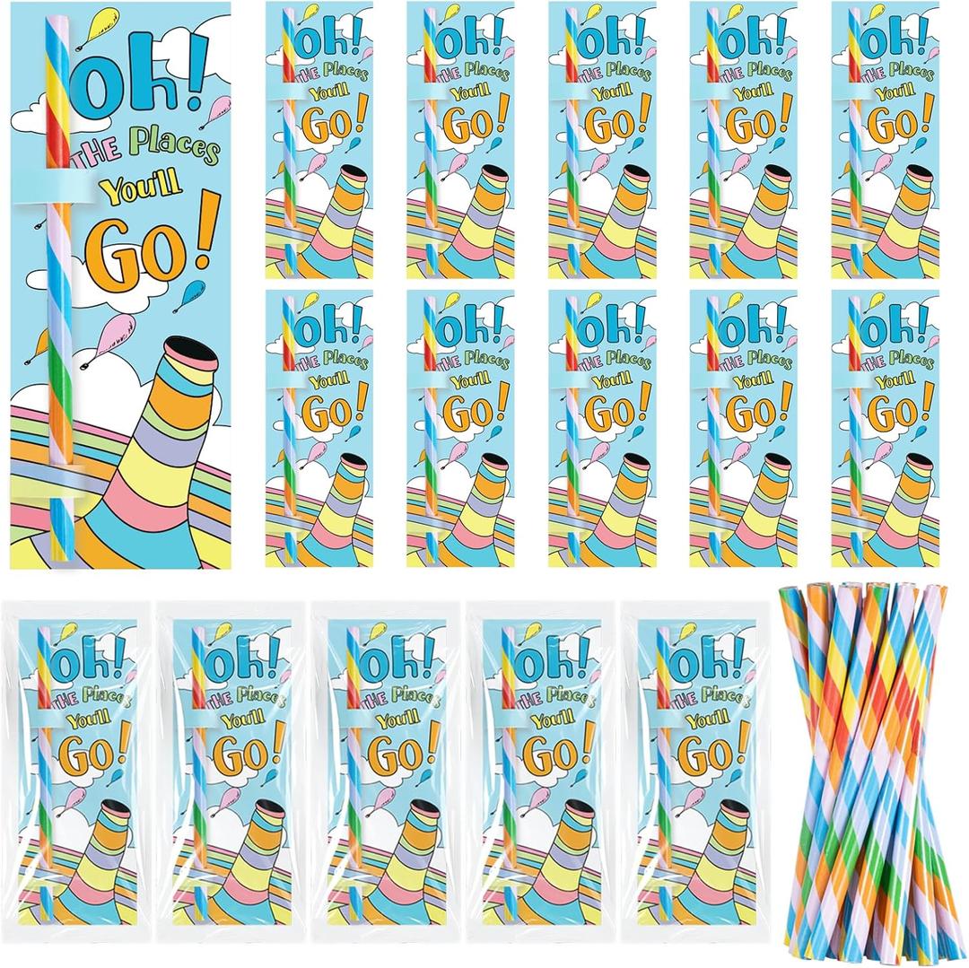 24 Sets Oh The Places You' ll Go Pencils Gifts Bulk Oh the Places You'll Go Party Favors Graduation Pencil Favor Gift with Cards for Kindergarten Preschool Graduation Birthday