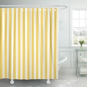 YOZSLGU Yellow and White Shower Curtain Striped Fashion Modern Minimalist Fabric Bathroom Decor Curtains with Hooks, 70" W x 70" H