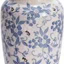 Denique Vintage Blue and White Porcelain Vase Ceramic Vase for Home Decor, Retro Crack Blue Flower Vase Pottery Vase Chinoiserie Decor (5.9x7.8inch)