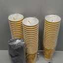 Lamosi 16 oz Disposable Coffee Cups with Lids, 50 Pack Insulated Hot Cups To Go Paper Coffee Cups with Lids and Straws, Corrugated Ripple Wall Cup for Hot Drink, Office, Coffee Bar (Champagne)