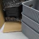 Superio Ribbed Collection - Decorative Plastic Basket Open Home Storage Bins Organizer, Small Grey (1 Pack) Container Boxes for Organizing Closet Storage Bins for Shelves Drawer Shelf 1.5 Liter