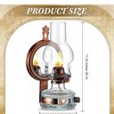 Yexiya 1 Pcs Large Kerosene Lamp Lantern Chamber Oil Wall Mounted Vintage Glass Clear Kerosene Lamp Rustic with Oil Wick for Rustic Indoor Home Decor Lighting (Bronze)