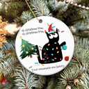 3 x Funny Black Cat Ornament 2025  White Elephant Gift, Oh Christmas Tree, Your Ornaments are History  Ceramic Holiday Decoration with Black Cat in Lights  Pet Lover Gift and Funny Xmas Tree Dcor