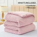 BEDELITE Fleece Twin Comforter Set -Super Soft & Warm Fluffy Pink Bedding, Luxury Fuzzy Heavy Bed Set for Winter with 1 Pillow case